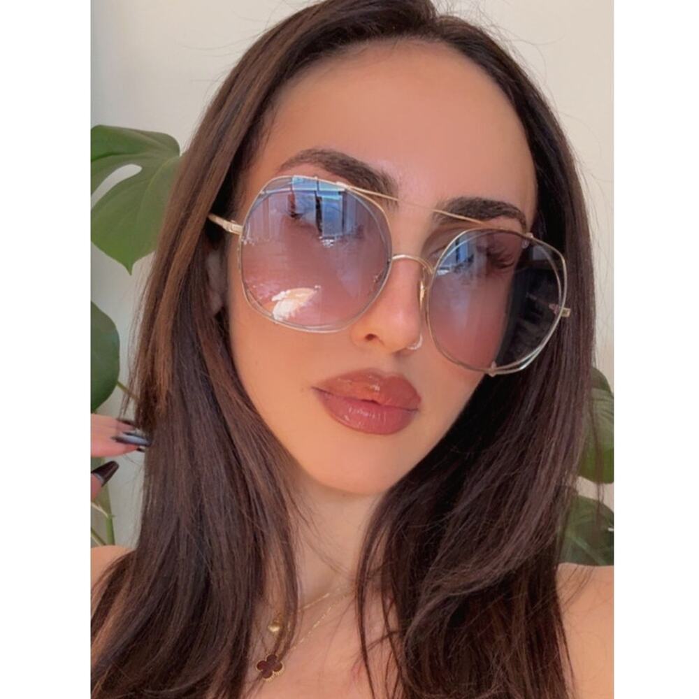 NEW Chloe CH0042S Clip On Round Sunglasses in Gold